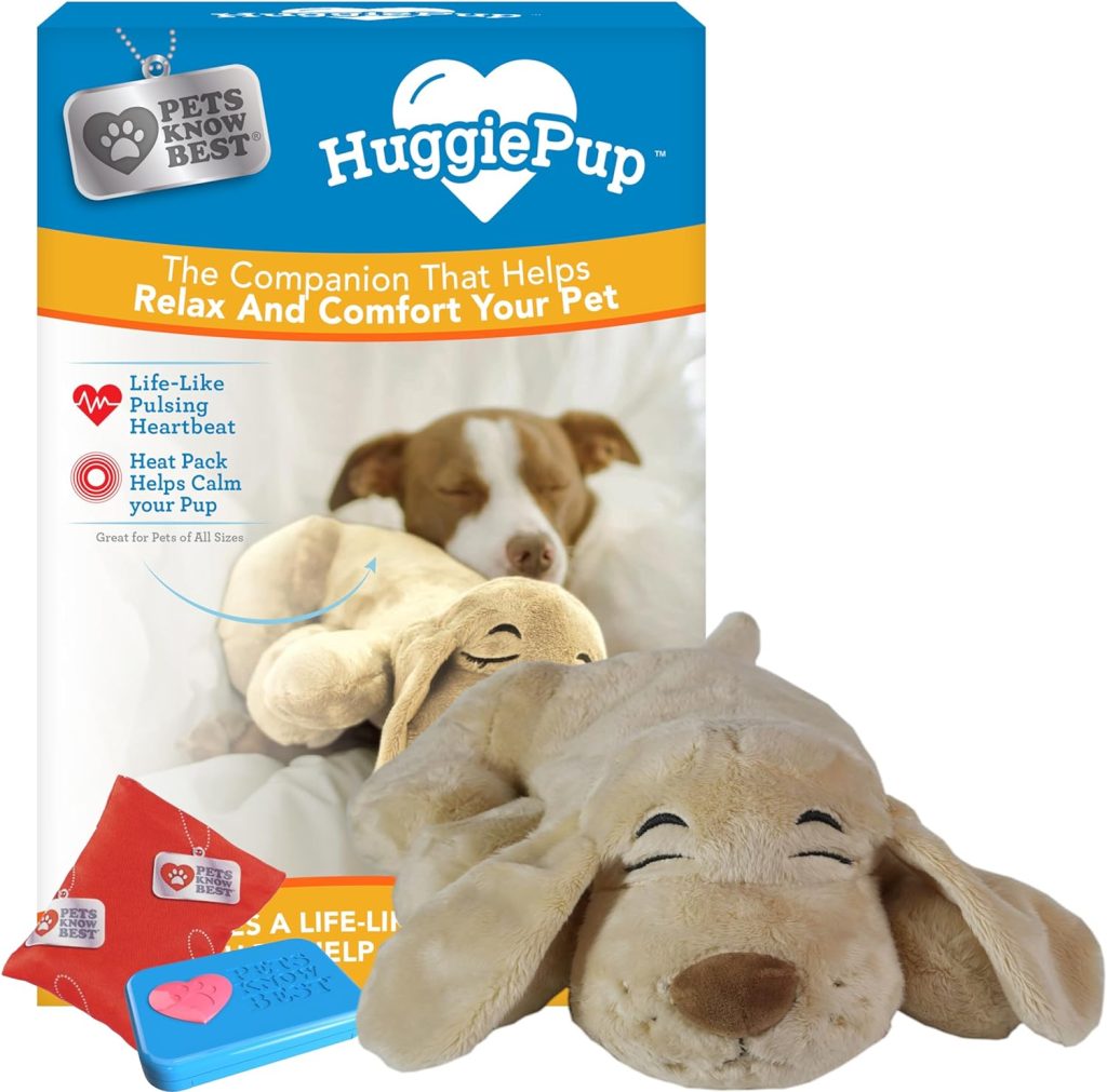 Pets Know Best HuggiePup Cuddly Puppy Behavioral Aid Toy, Great for Crate Training- Pulsing Heartbeat, Heating Pack- Golden Dog