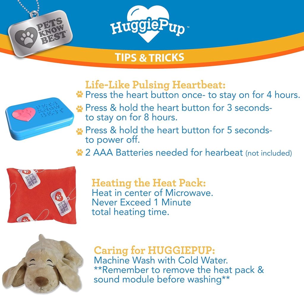 Pets Know Best HuggiePup Cuddly Puppy Behavioral Aid Toy, Great for Crate Training- Pulsing Heartbeat, Heating Pack- Golden Dog