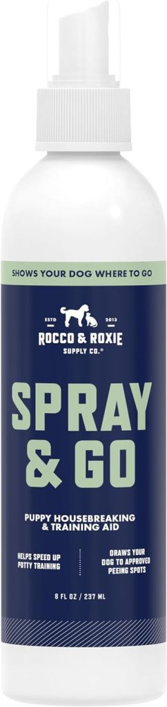 Rocco  Roxie Puppy Potty Training Go Here Spray for Dogs - Attract Dog to Pee in One Spot - Behavior and Housebreaking Aids - Indoor and Outdoor - Tools and Supplies for Dogs and Puppies Made in USA